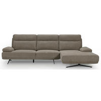 ECKSOFA Webstoff Braun - Schwarz/Braun, Textil/Metall (304/176cm) - Furnhouse
