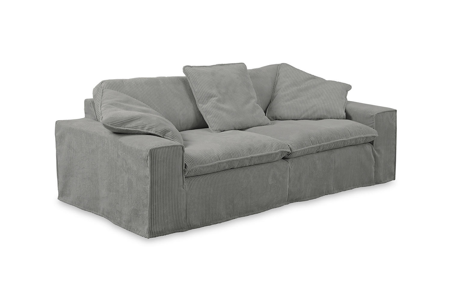 SOFA NETTA Grau Cord - Braun/Grau, Birkenholz/Textil (258/90/116cm) - KAWOLA
