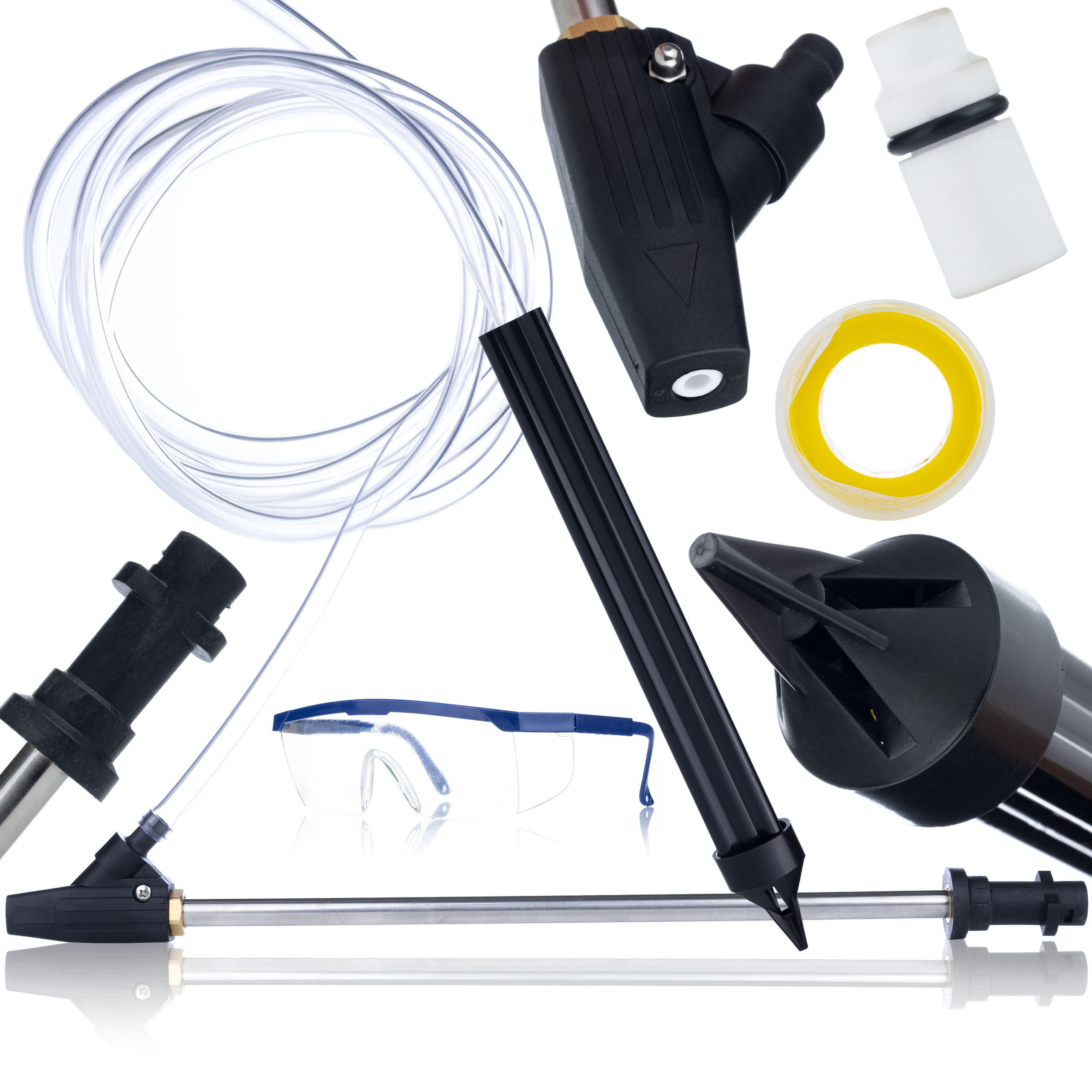 SANDSTRAHLER K2-K7 Set, keramische Düse, Hülse, Schlauch, Schutzbrille, 160 bar, 10 l/min, 60 °C - Multicolor, Kunststoff/Metall (10/10/10cm)