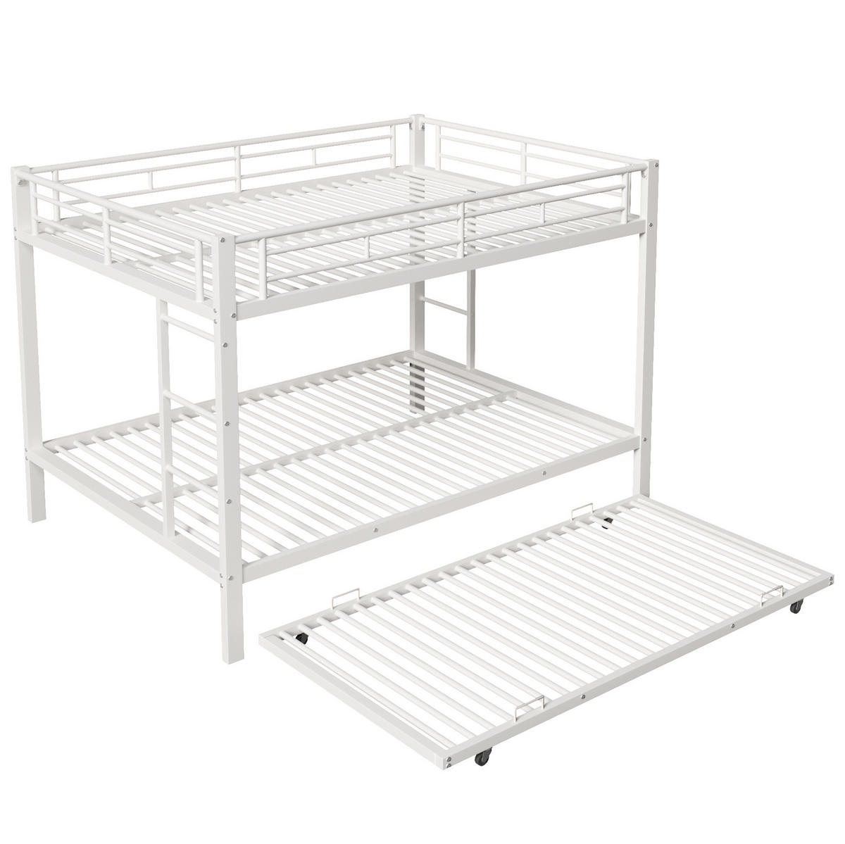 ETAGENBETT 140/200 cm aus Metall mit Ausziehbett in Weiß - Weiß, Metall - BEAOK