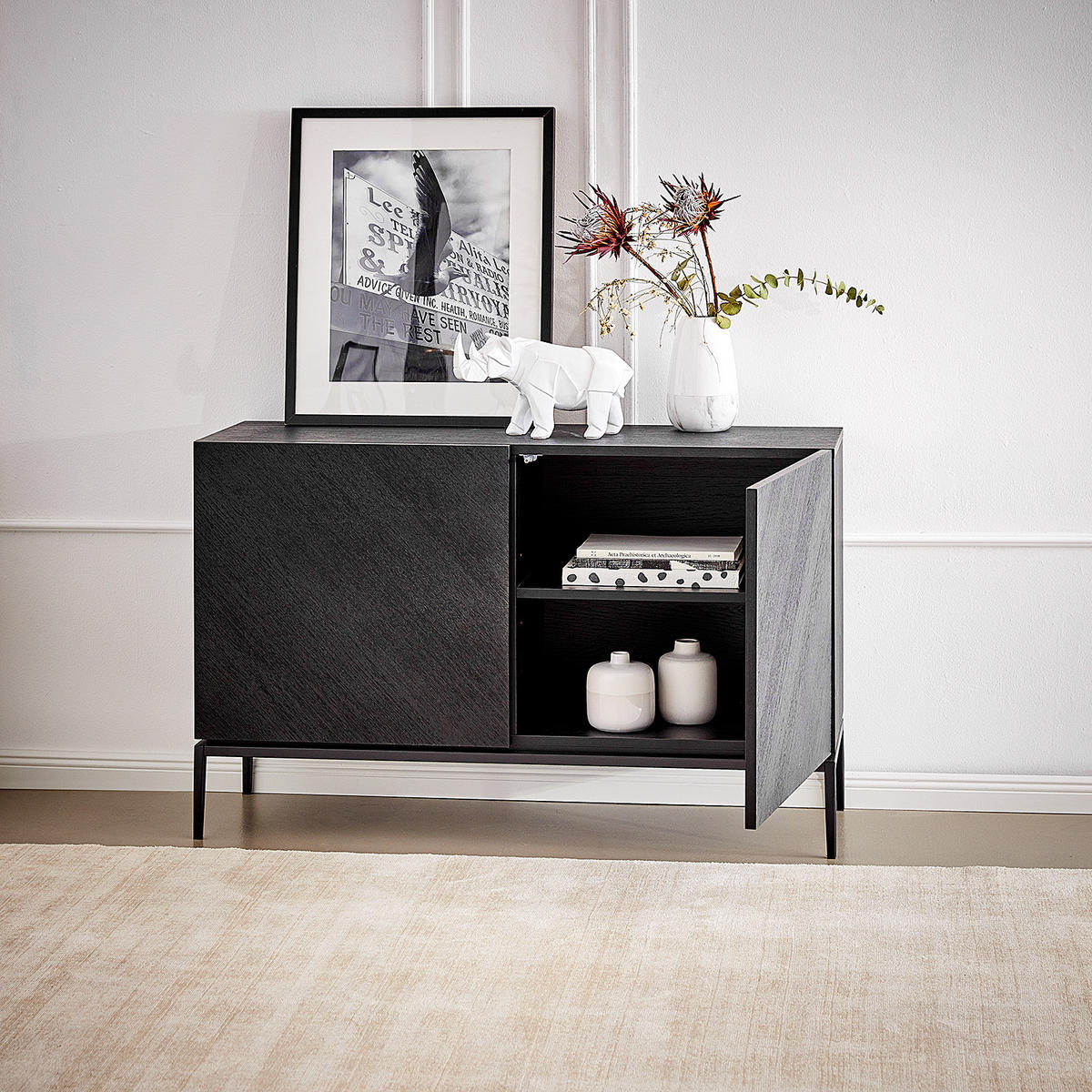 SIDEBOARD - 120 cm - Schwarz, Holzwerkstoff (120/75/40cm) - home24