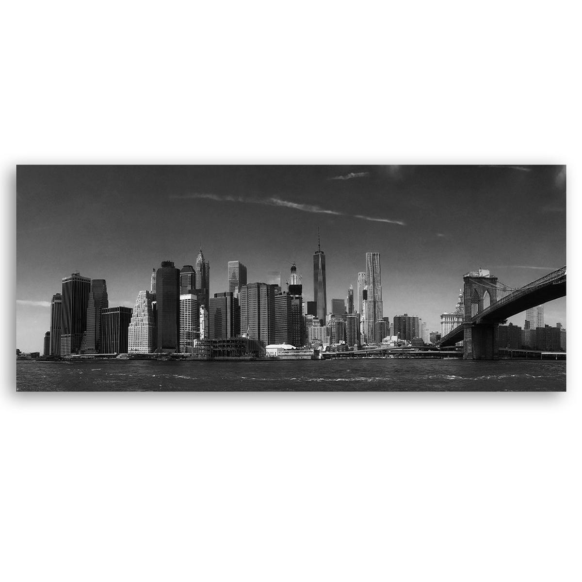 WANDBILD new york in schwarz und weiß - Schwarz, Textil (90/30cm) - Feeby