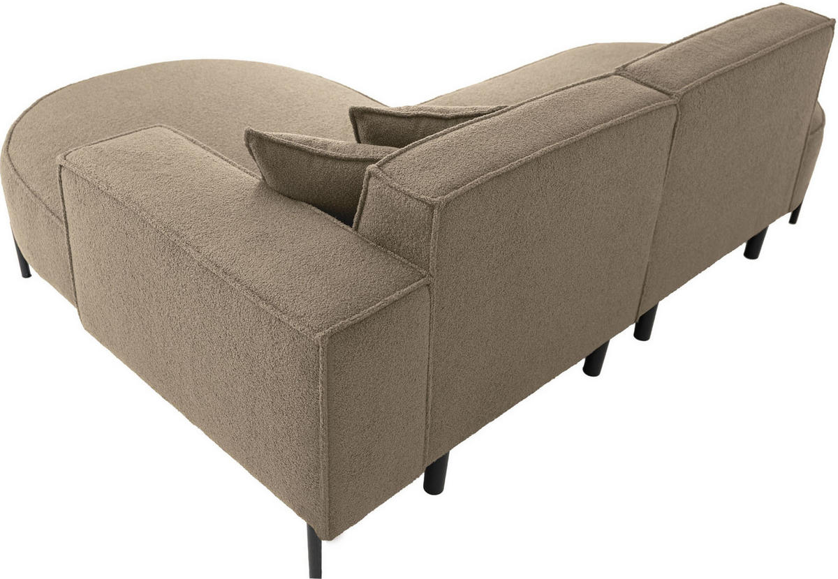 ECKSOFA Hana Loft 3-Sitzer Ecke Rechts, Boucle, Dunkelbeige 241/80/168 cm - Sandfarben/Schwarz, Textil/Metall (241/168cm) - WFL GROUP