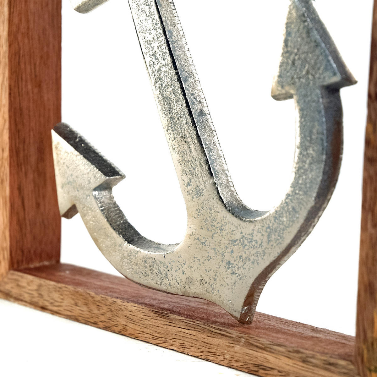 WANDBILD Anker Metall, Mangoholz silber-braun - Silberfarben, Metall (2/20/2cm) - DESIGN DELIGHTS