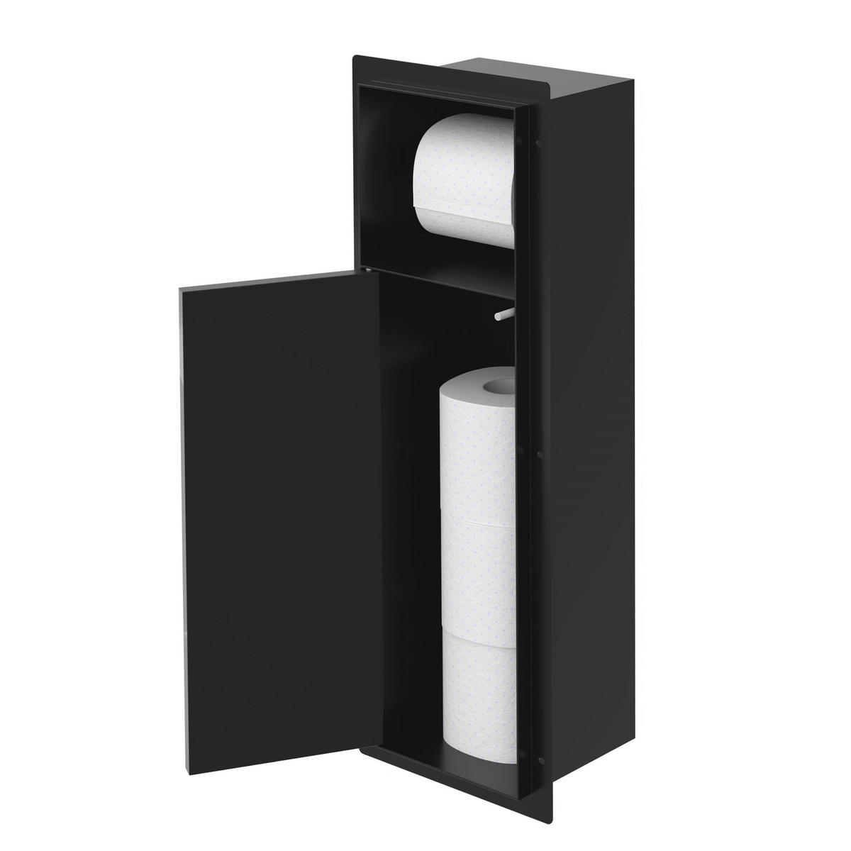 UNTERPUTZ-SCHRANKMODUL WC aus Edelstahl schwarz matt 60x20x14 cm - Schwarz, Metall (14/60/20cm) - LuxeBath
