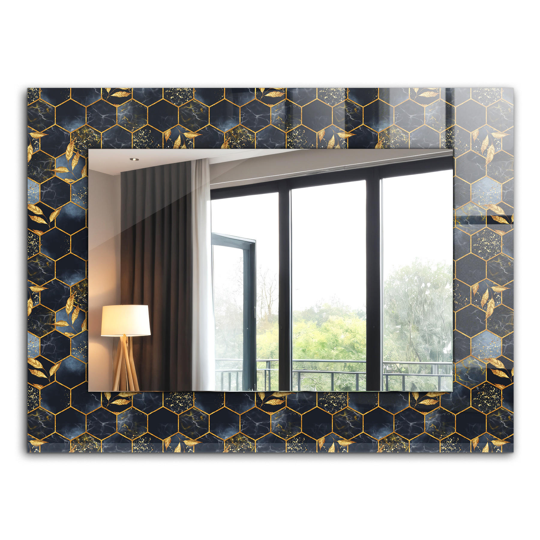 SPIEGEL 80 x 60 cm Rechteckig mit Aufdruck - Anthrazit, Glas (80/60/0.4cm) - TULUP