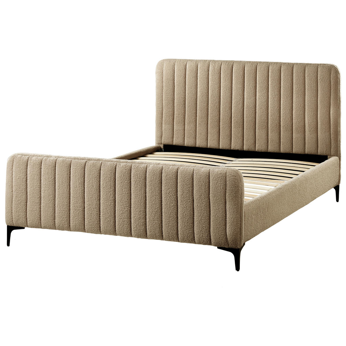 POLSTERBETT mit Lattenrost 140x200 cm Beige Lunan - Taupe, Textil (140/200cm) - Beliani