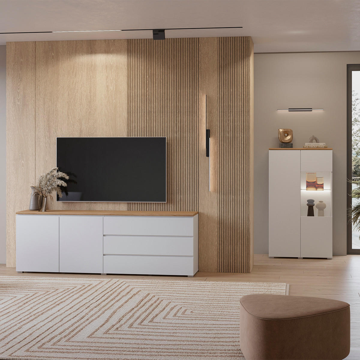 SIDEBOARD Liko Weiß und Holz - Weiß, Holzwerkstoff (200/67.9/34.5cm) - Petits-meubles