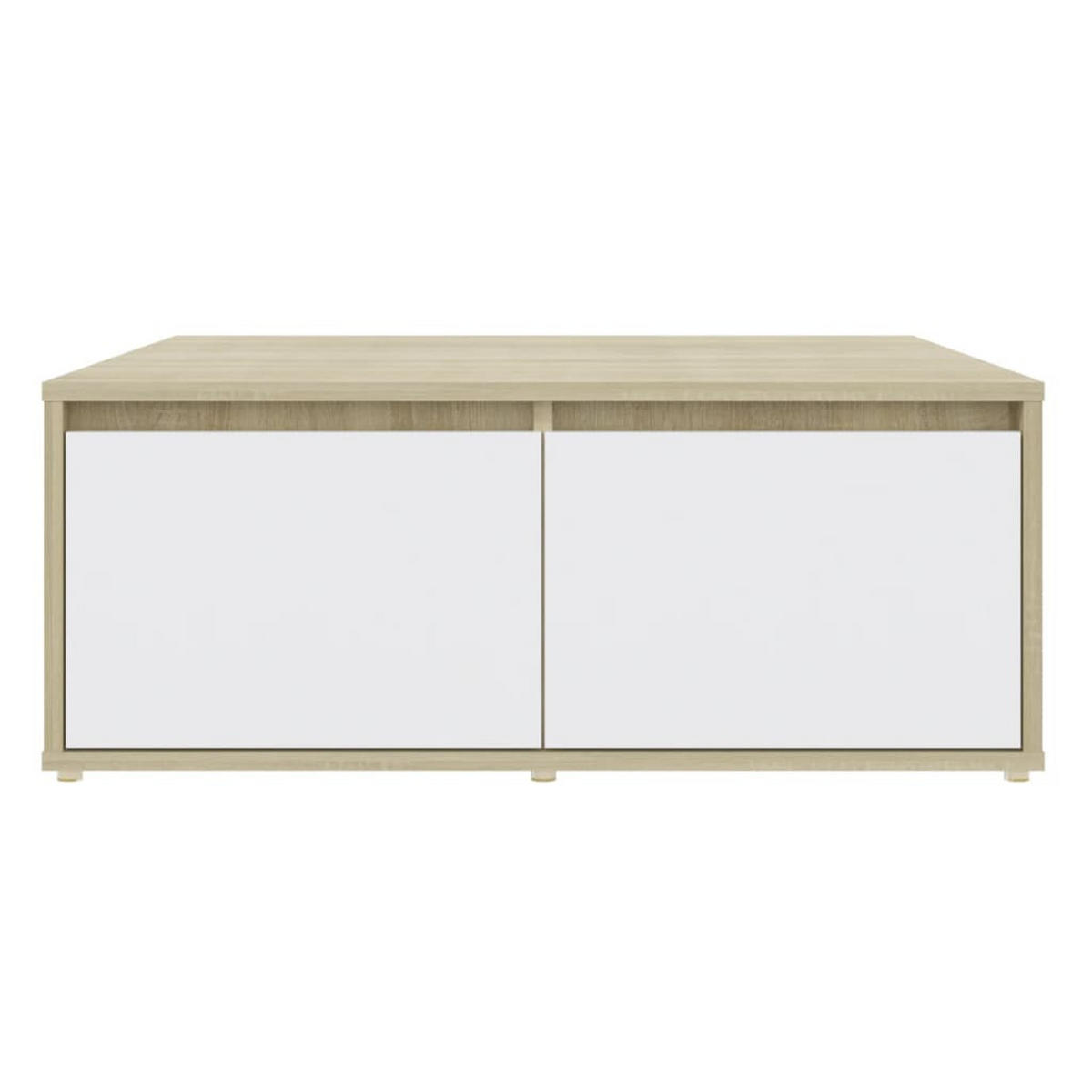 COUCHTISCH Weiß und Sonoma-Eiche 80x80x31 cm Holzwerkstoff - Weiß, Holzwerkstoff (80/80/31cm) - furnicato
