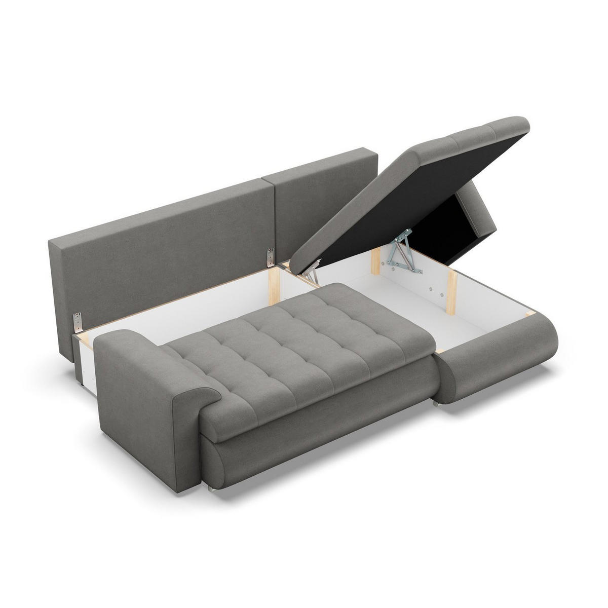 ECKSOFA RECHTS MIT SCHLAFFUNKTION FORESTA, Hellgrau - Hellgrau, Textil (230/159cm) - Mebligo