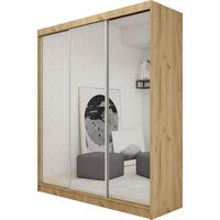 SCHWEBETÜRENSCHRANK Darix 180 cm mit Spiegel, 3-türig, artisan - Braun, Kunststoff (180/216/61cm) - Margaret Hadas24