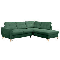 ECKSOFA mit Ottomane - Waldgrün/Braun, Holz/Textil (230/200cm) - home24