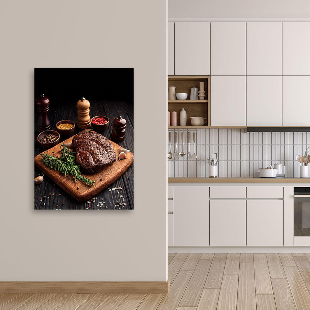 WANDBILD essen steak rindfleisch küchenrestaurant - Braun, Textil (40/60cm) - Feeby