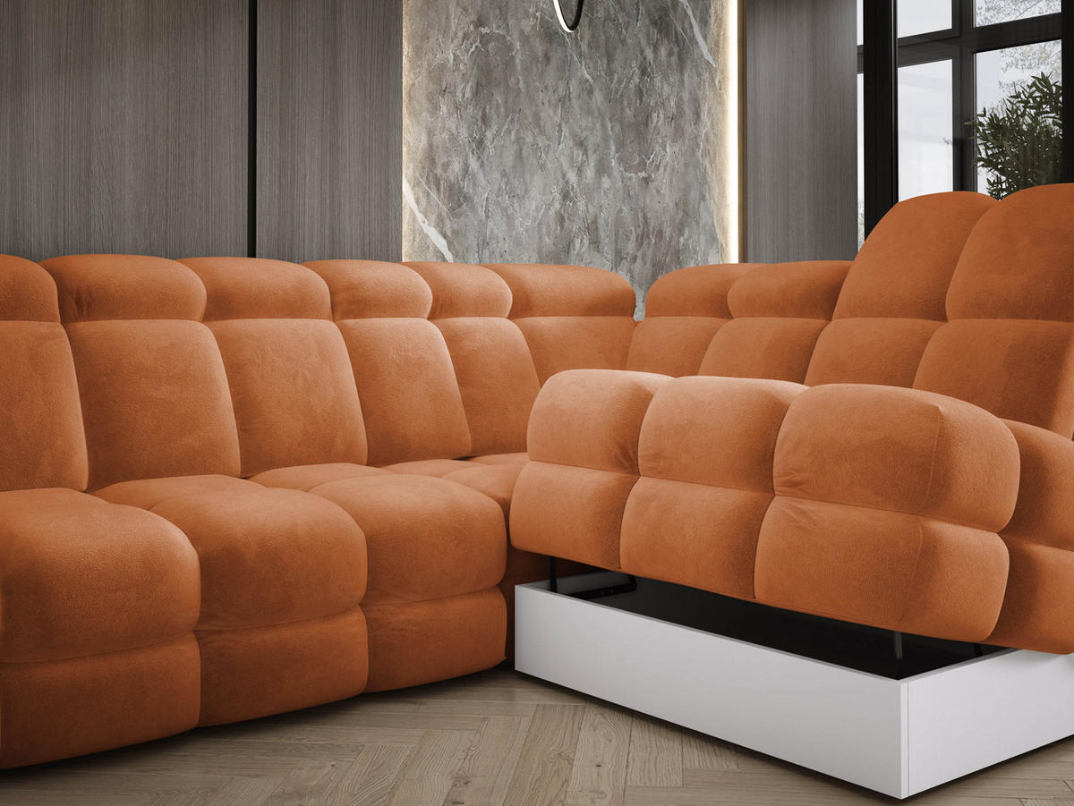 ECKSOFA TOLLO Salvador-stoff U-form 400x217x105 cm orange - Orange, Holz/Textil (217/400cm) - DomoHome