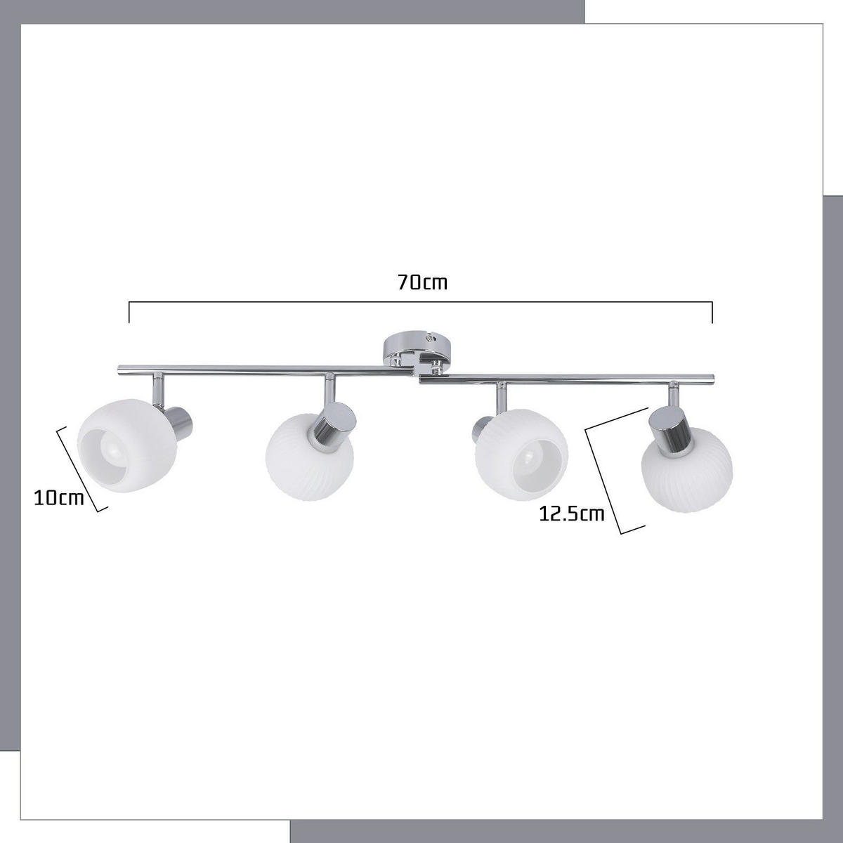 DECKENSTRAHLER Eingebung 70/10/16.5 cm - Weiß, Metall (70/10/16.5cm) - ZMH
