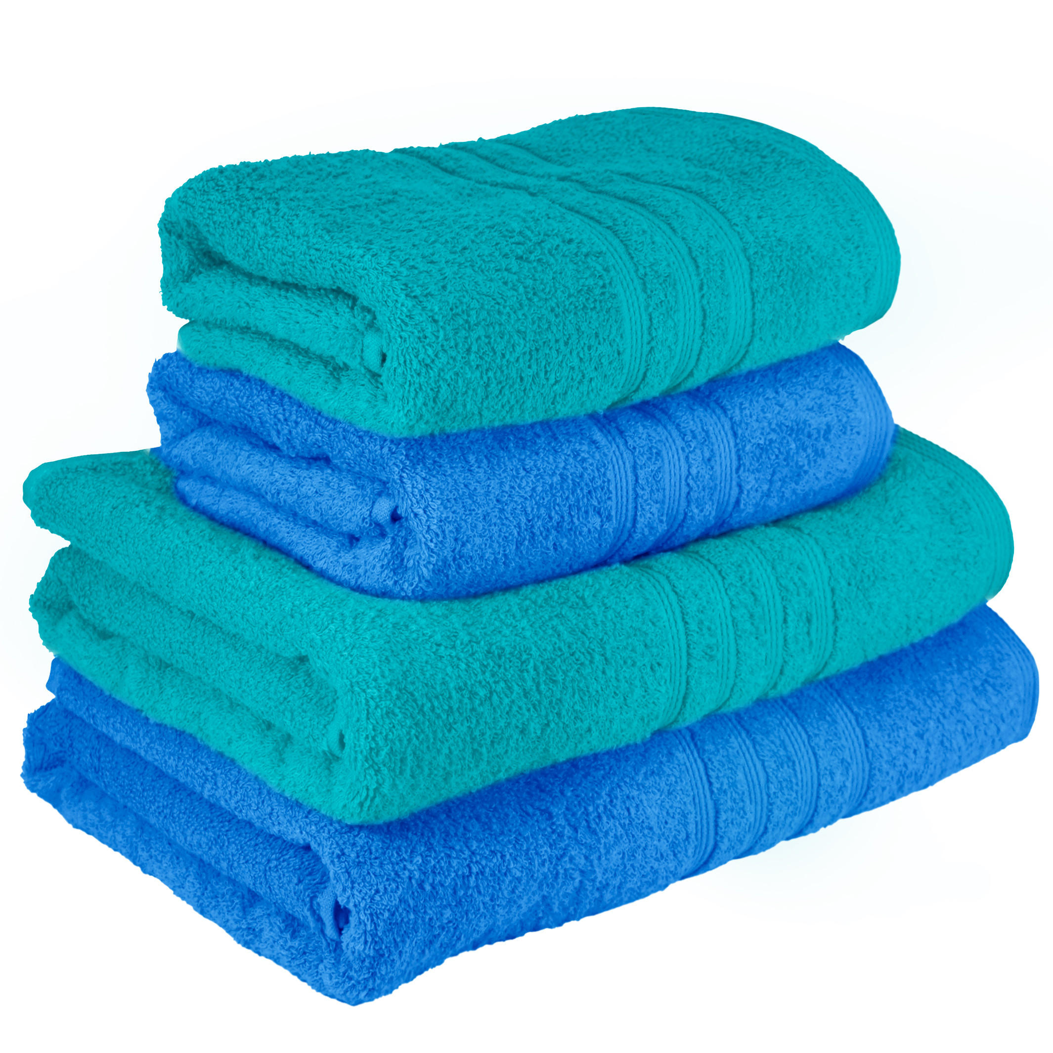 HANDTUCH Set London 4-teilig, 2x Handtuch 50x100 + 2x Duschtuch 70x140 Capri - Nautic - Blau/Grün, Textil (70/140cm) - Lashuma