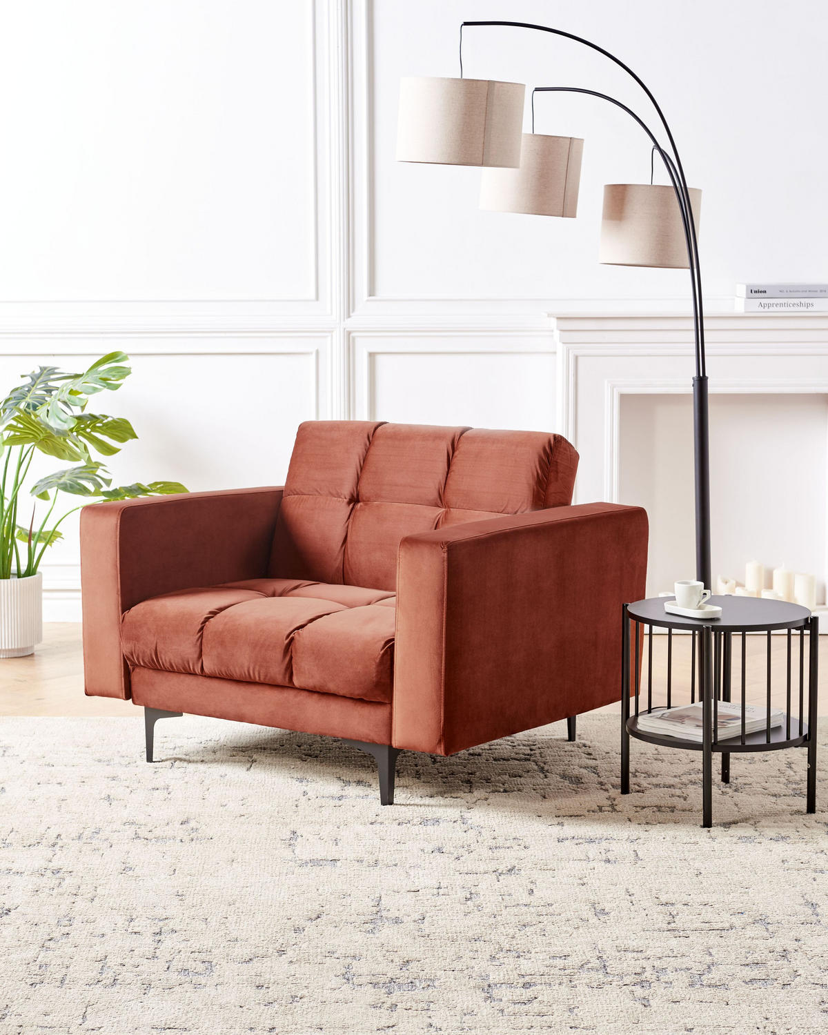 SESSEL Samtstoff Hellrot Alnes - Hellrot, Textil (110/77/89cm) - Beliani
