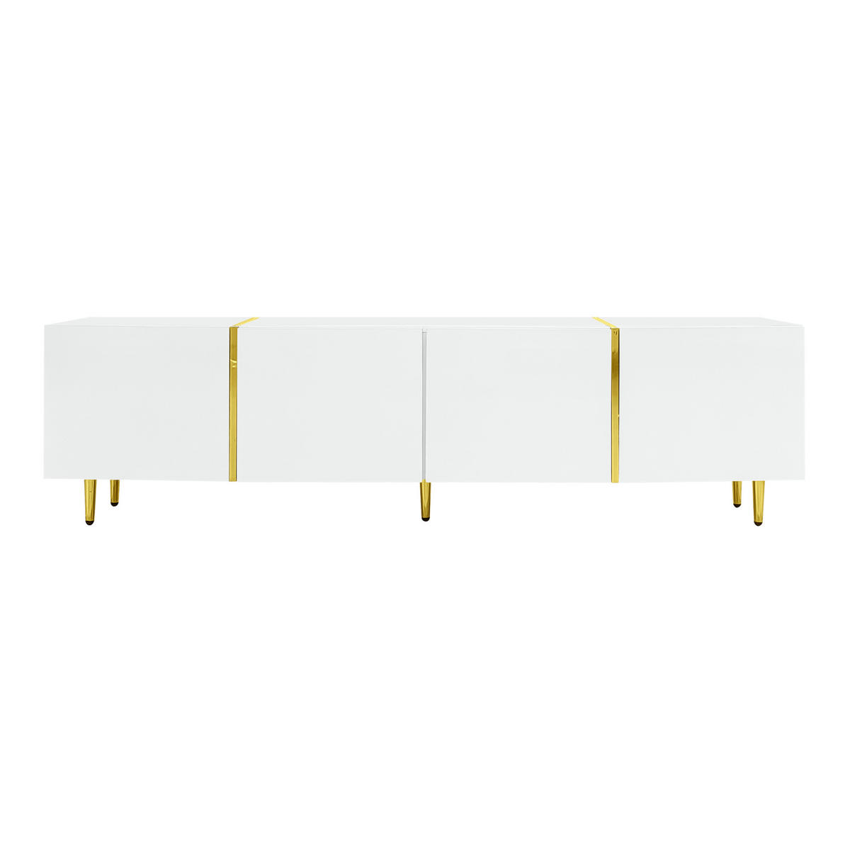 TV ormarić 170/35/46 cm bijeli od MDF-a s 4 vrata i mekim zatvaranjem - bijela, drvni materijal (170/46/35cm) - OKWISH