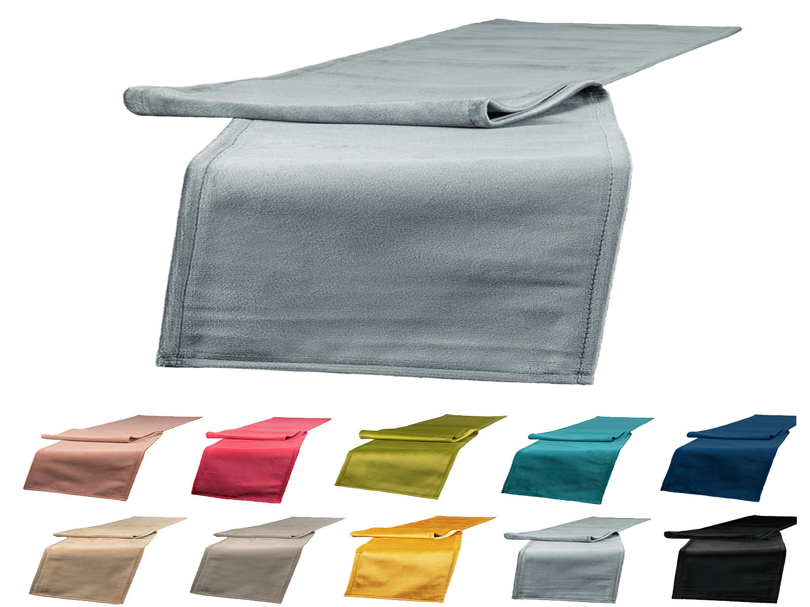 XL-TISCHLÄUFER Samt&Sonders stein-grau 220/40 cm - Grau, Textil (40/220cm) - beties Heimtextil