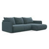 ECKSOFA mit Schlaffunktion Samt Stoff Blau - Blau/Petrol, Kunststoff/Textil (240/148cm) - Makamii