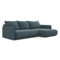ECKSOFA mit Schlaffunktion Samt Stoff Blau - Blau/Petrol, Kunststoff/Textil (240/148cm) - Makamii