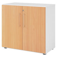 AKTENSCHRANK - 2 Ordnerhöhen 42/80/74,8 cm in Weiß/Buchefarben - Buchefarben/Weiß, Holzwerkstoff (80/74.8/42cm) - bümö