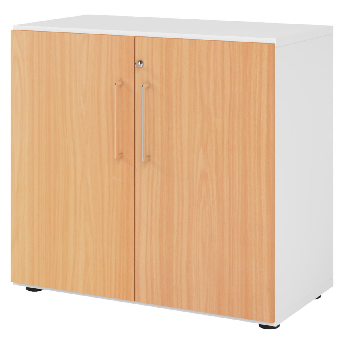 AKTENSCHRANK - 2 Ordnerhöhen 42/80/74,8 cm in Weiß/Buchefarben - Buchefarben/Weiß, Holzwerkstoff (80/74.8/42cm) - bümö