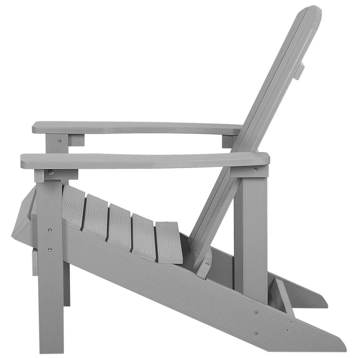 GARTENSTUHL mit Fußhocker Kunstholz hellgrau Adirondack - Hellgrau, Kunststoff (75/88/88cm) - Beliani