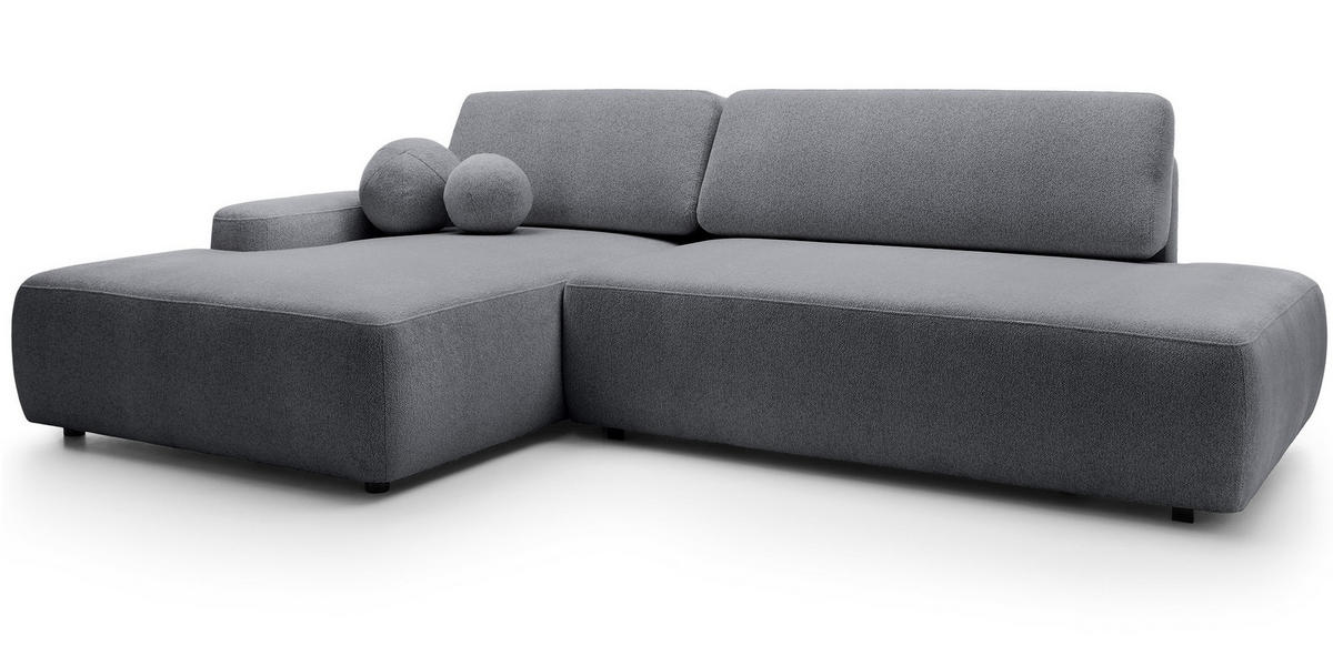 ECKSOFA 275 cm mit Schlaffunktion Orea O, Links, Dunkelgrau - Dunkelgrau, Holz (276/164cm) - Emporius