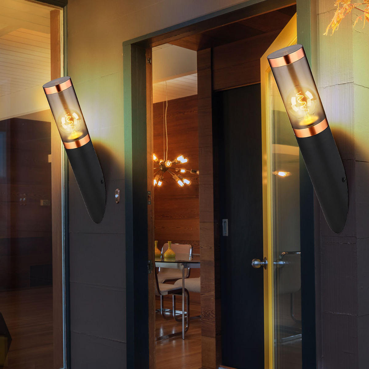 LED AUSSEN-WANDLEUCHTE Boston Schwarz Edelstahl - Schwarz, Metall (7.6/41/7.6cm) - Globo Lighting