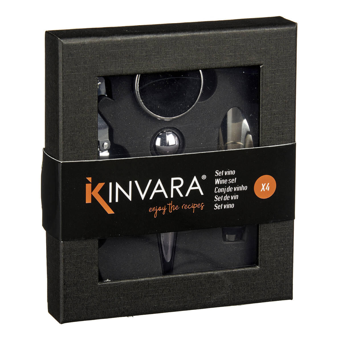 WEINZUBEHÖR 4er-Set - Schwarz, Metall (3cm) - Kinvara