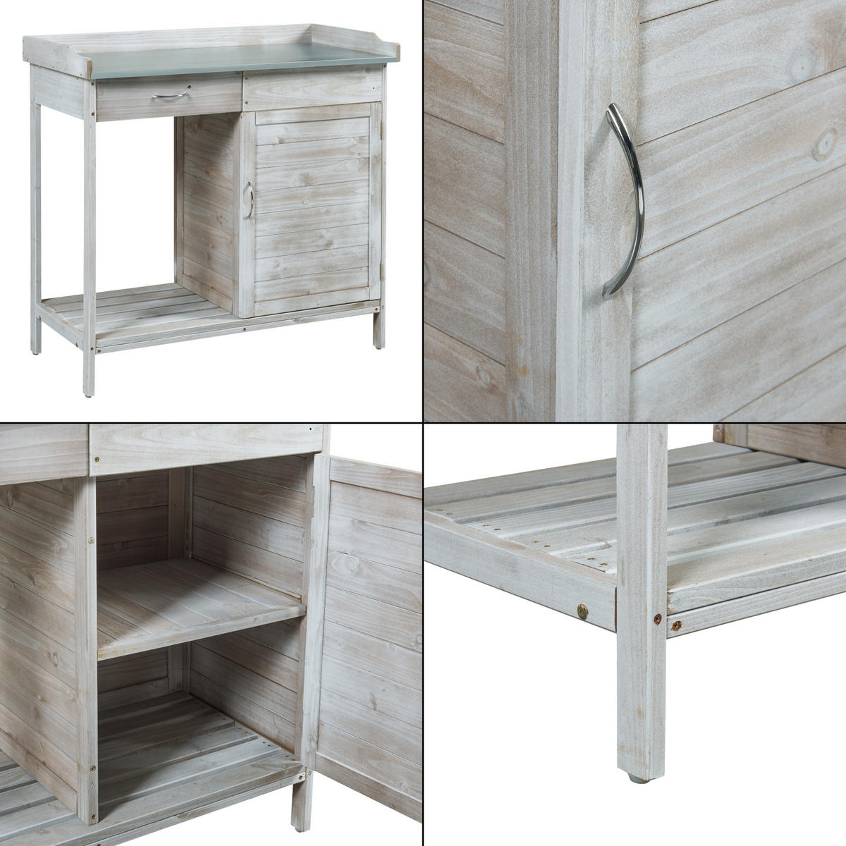 PFLANZTISCH Aliano - Grau, Holz/Metall (48/98/94cm) - casa.pro
