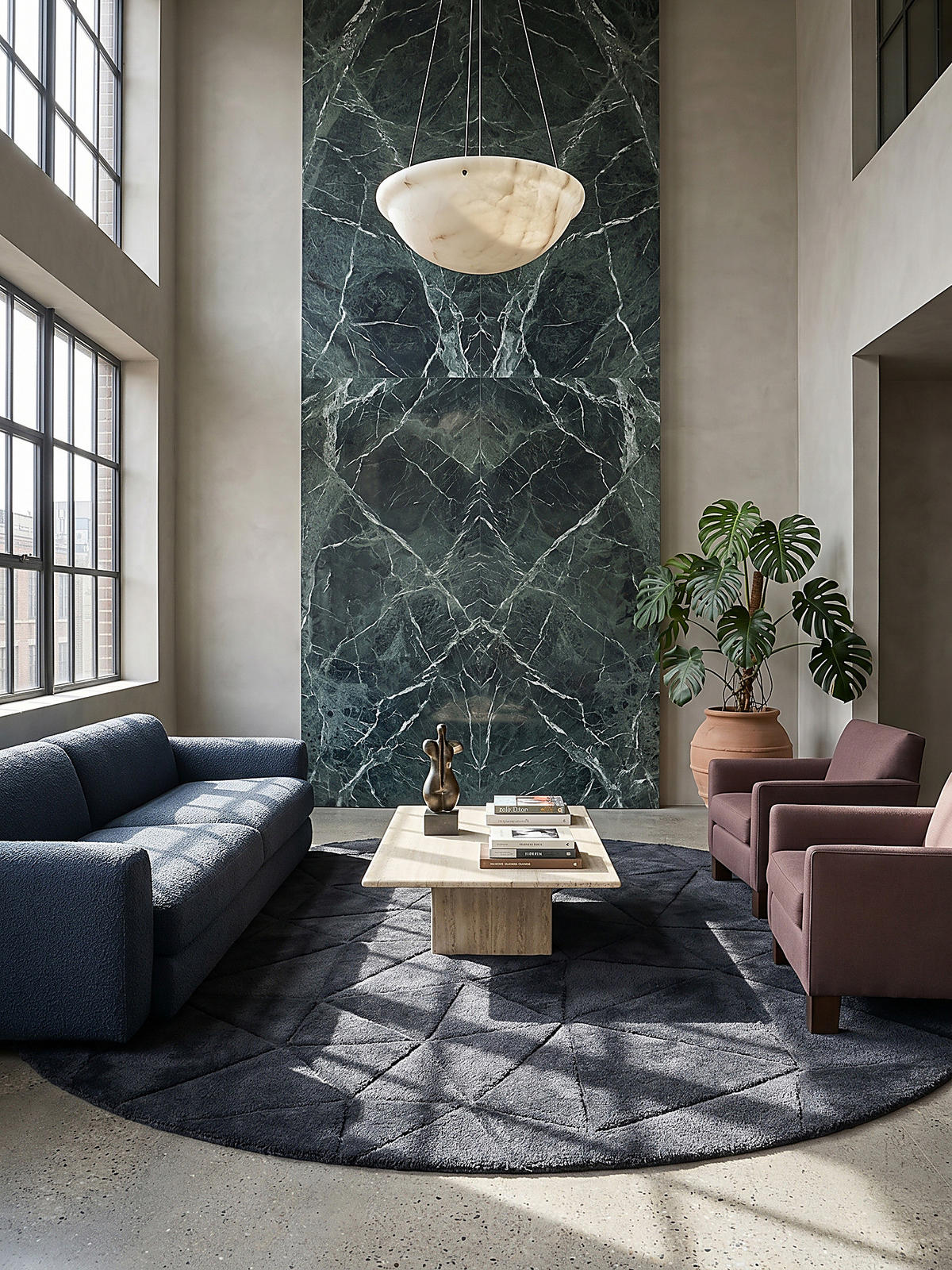 WOLLTEPPICH DEBEN, geometrisch, Anthrazit, Ø 160 cm - Anthrazit, Textil (160/160cm) - KADIMA DESIGN