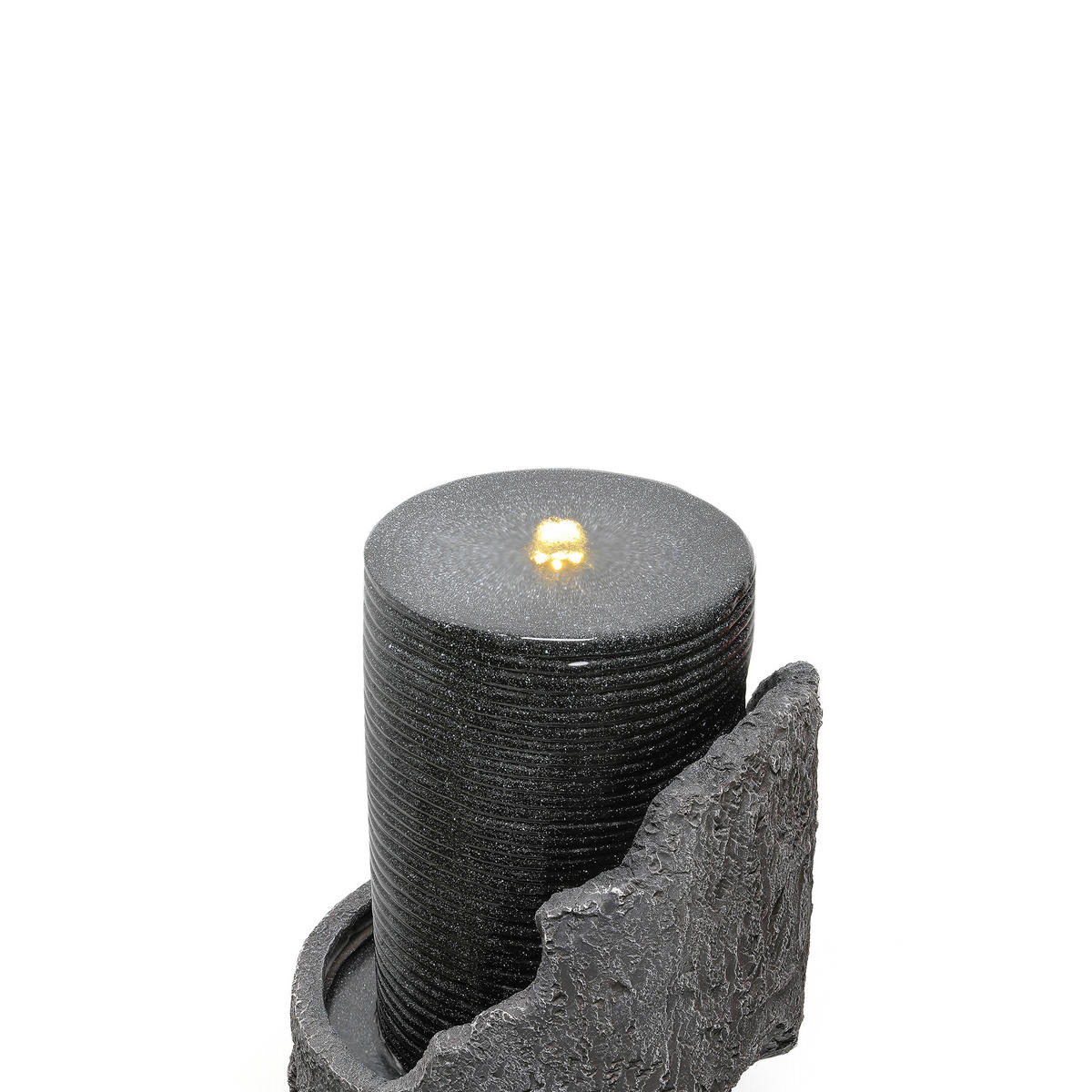 GARTENBRUNNEN, LED-Beleuchtung, Kunststein, Wasserspiel, Grau - Grau, Naturmaterialien (34.5/34.5/100.5cm) - FLIEKS