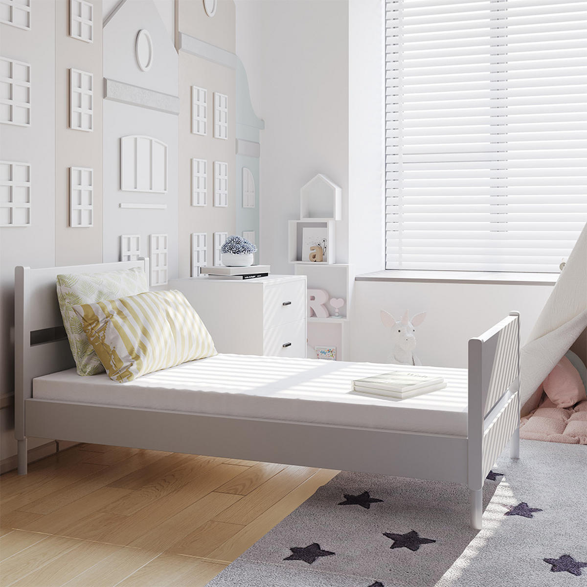 KINDERMATRATZE Weiß 140 x 70 cm - Weiß, Textil - VitaliSpa