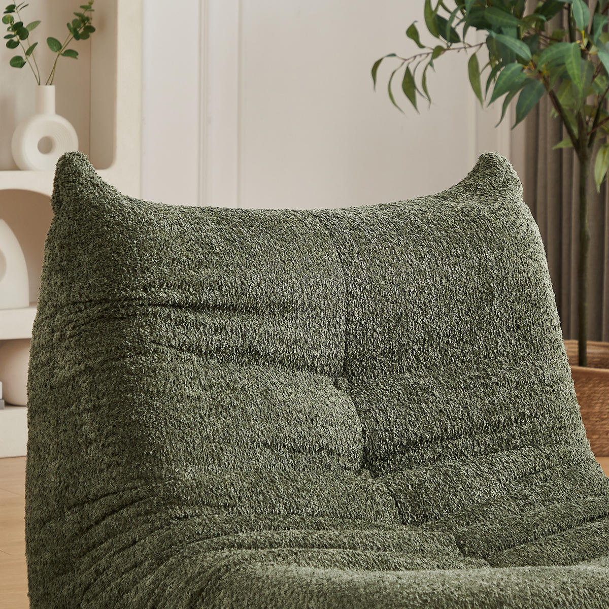 SCHLAFSESSEL mit Fußstütze Chenille Grün - Grün, Kunststoff (94/71/185cm) - Beauniv