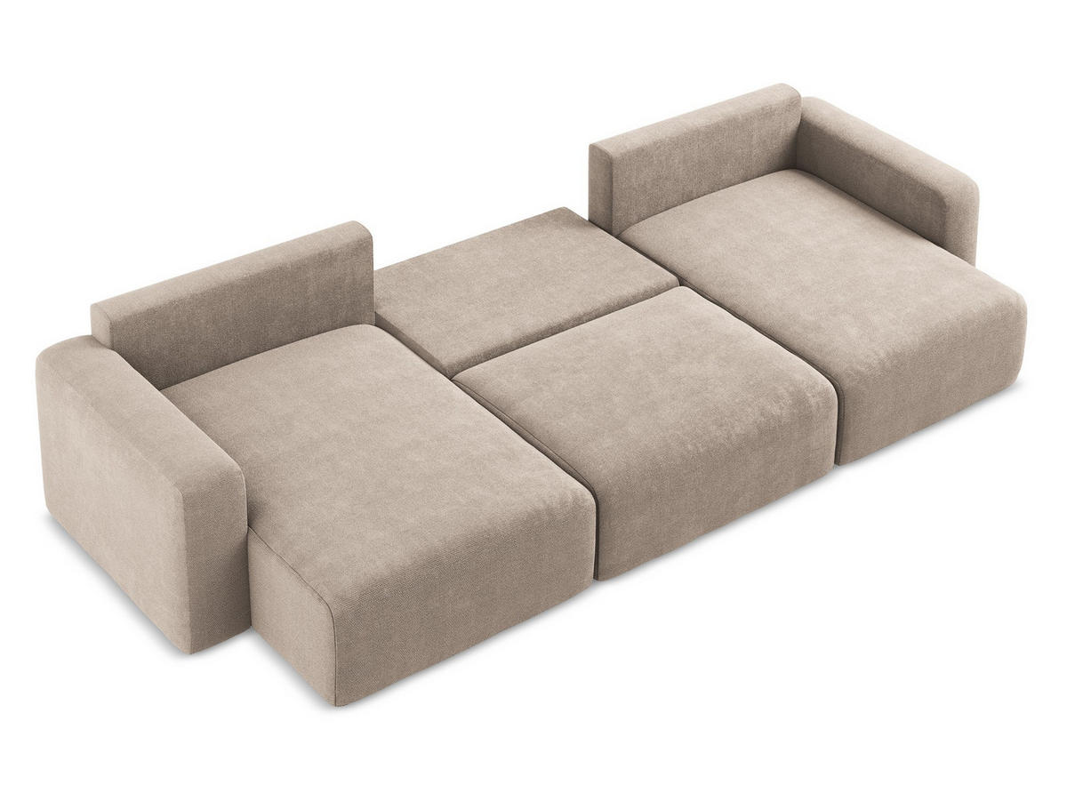 WOHNLANDSCHAFT Chenille Stoff Beige - Beige/Schwarz, Kunststoff/Textil (332/79/149cm) - Makamii