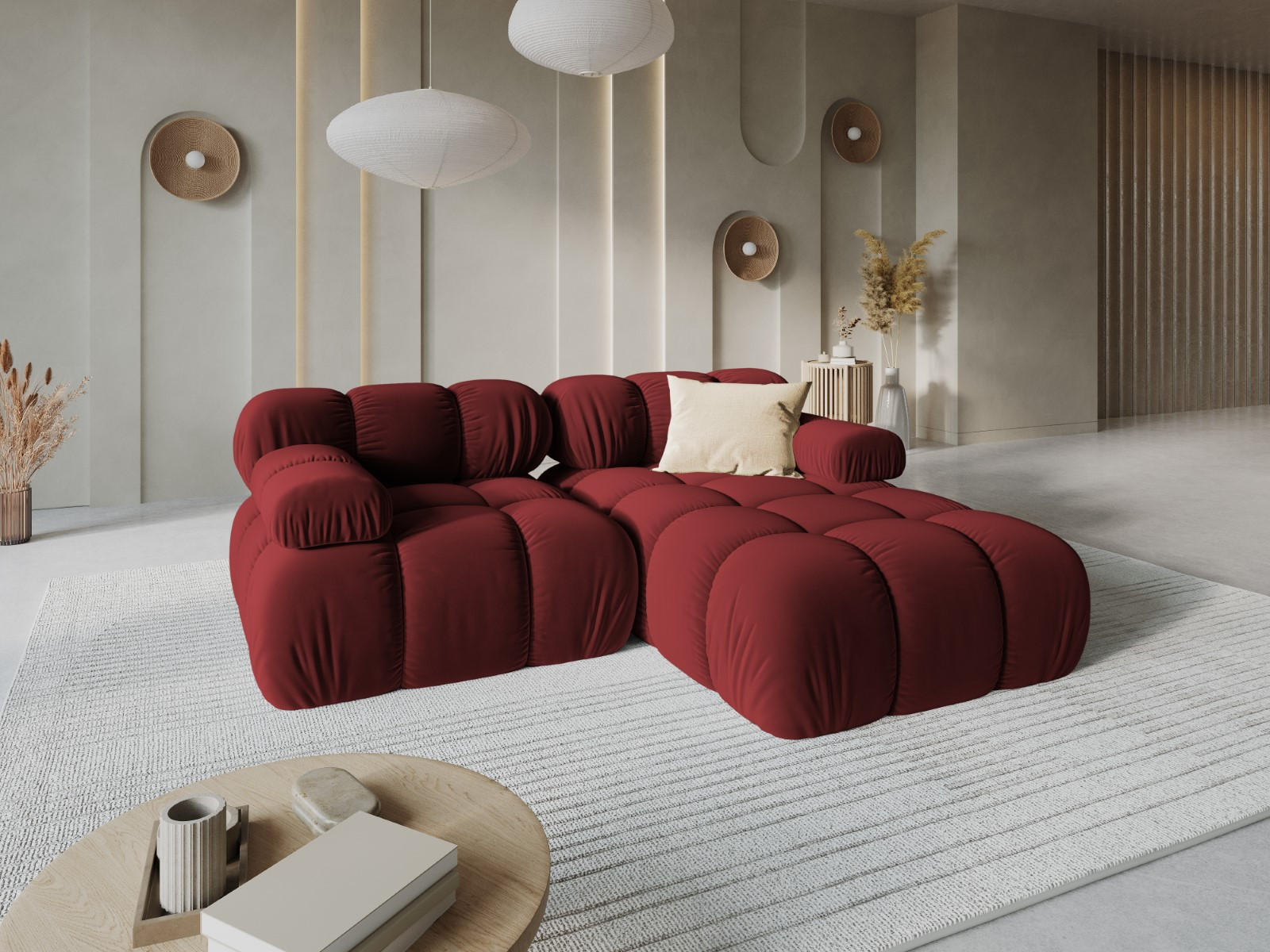 Thumbnail - Micadoni Modulares-Ecksofa, Dunkelrot, Textil, 3-Sitzer, L-Form, 191x157 cm, Hergestellt in Europa, Oeko-Tex®, Wohnzimme...