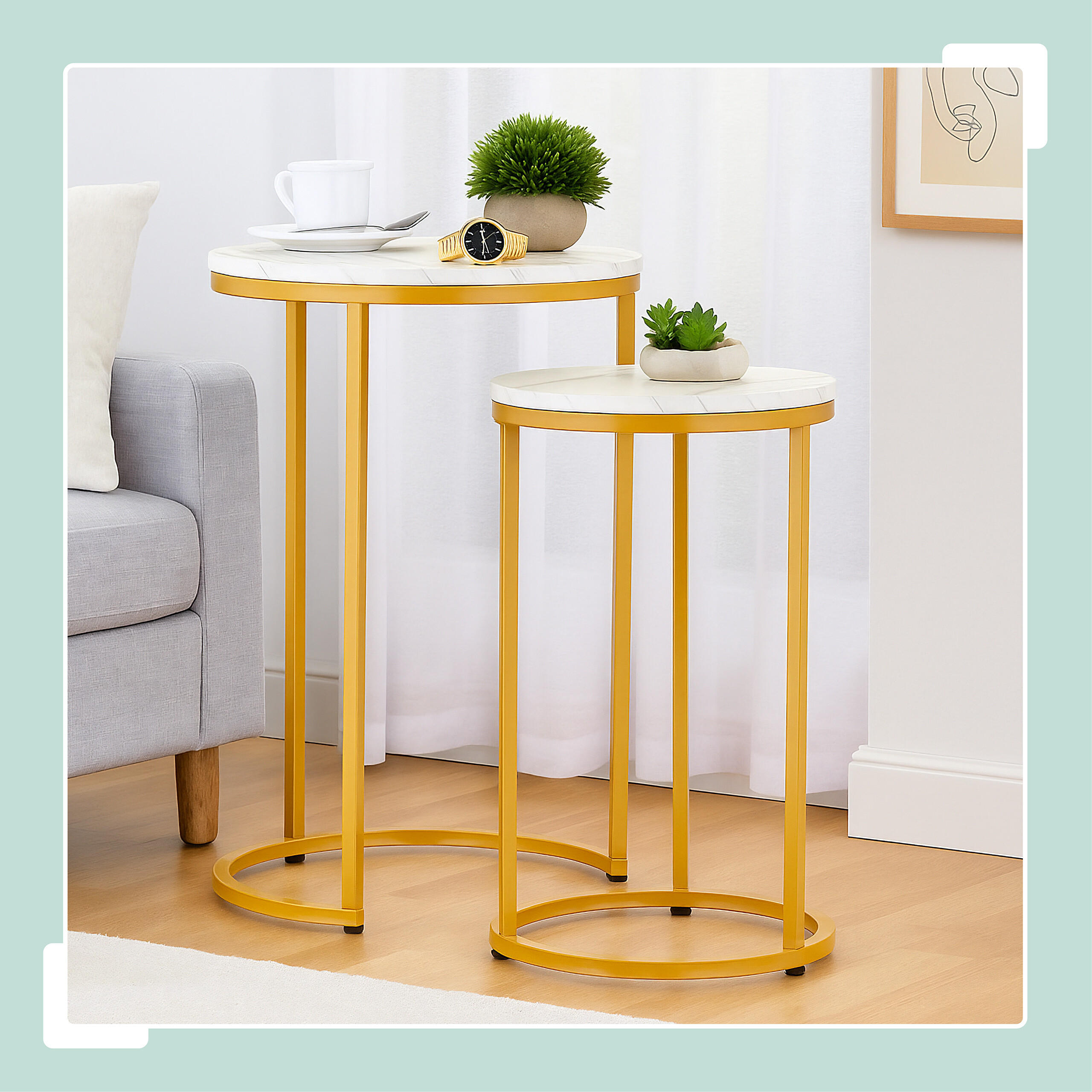 SATZTISCH-SET 2-tlg. - Multicolor, Holzwerkstoff/Kunststoff (40/40/61.5cm) - Relaxdays