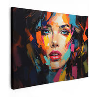 LEINWANDBILD Frau - Porträt - Farbenfroh - Kunst Wandbilder 80x60 cm - Multicolor, Textil (80/60cm) - MuchoWow