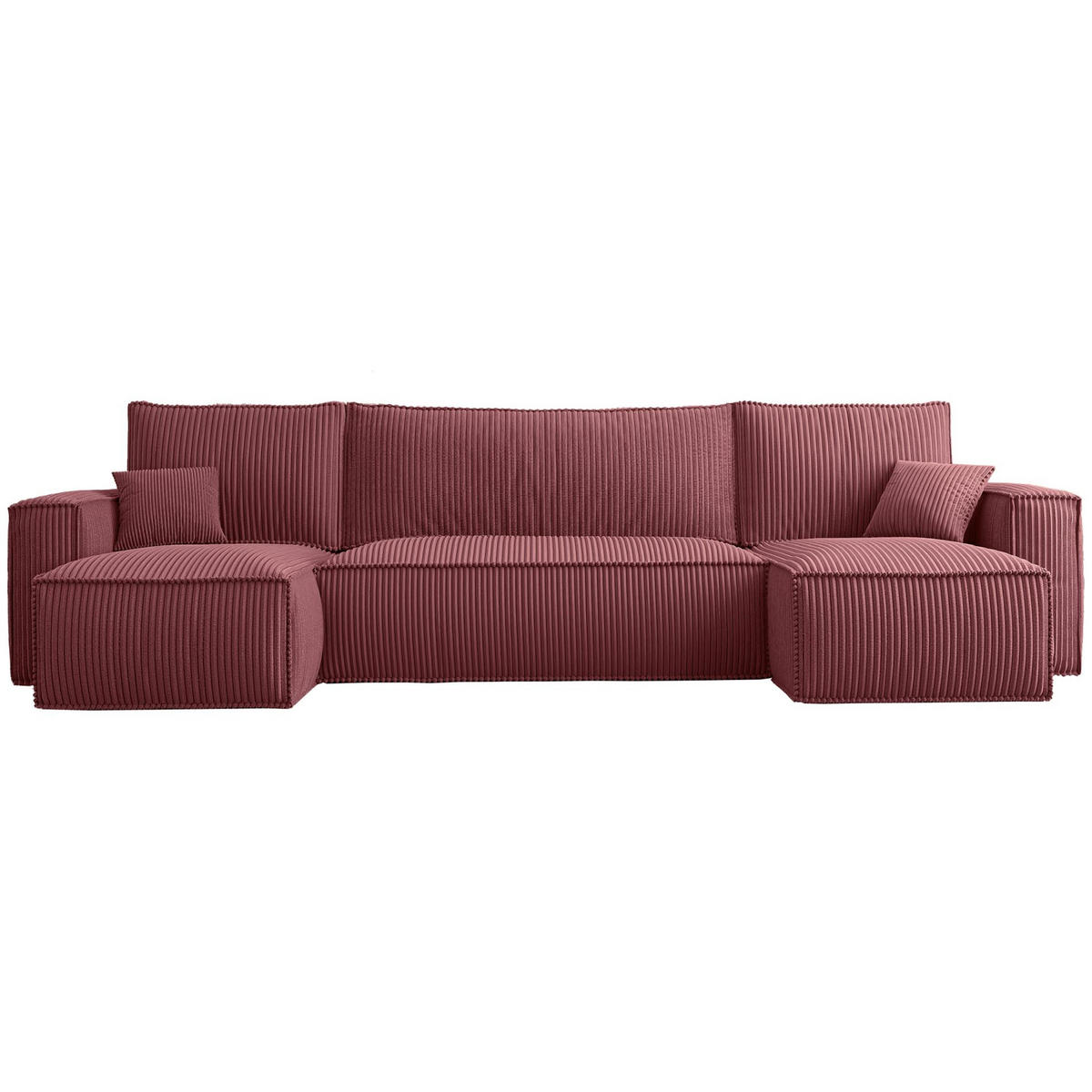 WOHNLANDSCHAFT Scarlo Dunkelrosa Cordbezug - Dunkelrosa/Schwarz, Kunststoff/Textil (244/83/145cm) - Selsey