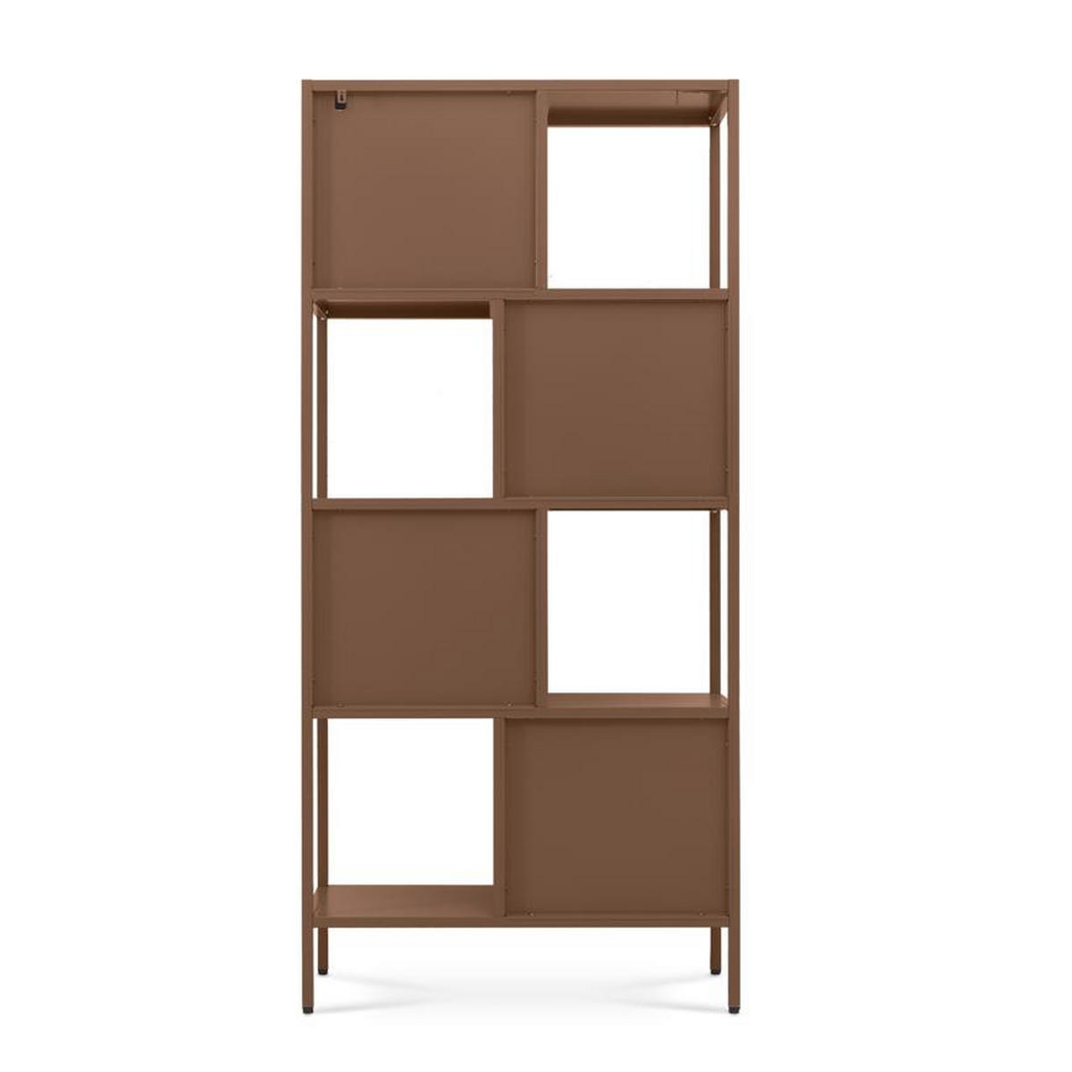 METALLREGAL H170cm 4 Türen 4 Fächer Braun und Geriffeltes Glas KIARA - Braun, Metall (35/170/80cm) - Sicaan