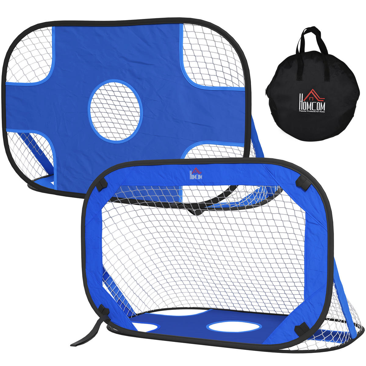 FUSSBALLTORE DE-10403 Pop Up 2er Set mit Tragetasche Blau - Blau, Textil (80/123cm) - ComfortXL