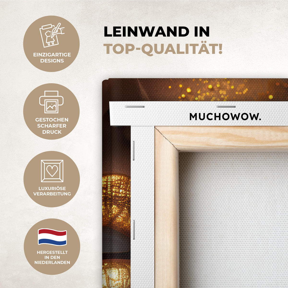 LEINWANDBILD Frau - Gold - Luxus - Porträt Deko Wohnzimmer 20x30 cm - Goldfarben, Textil (20/30cm) - MuchoWow