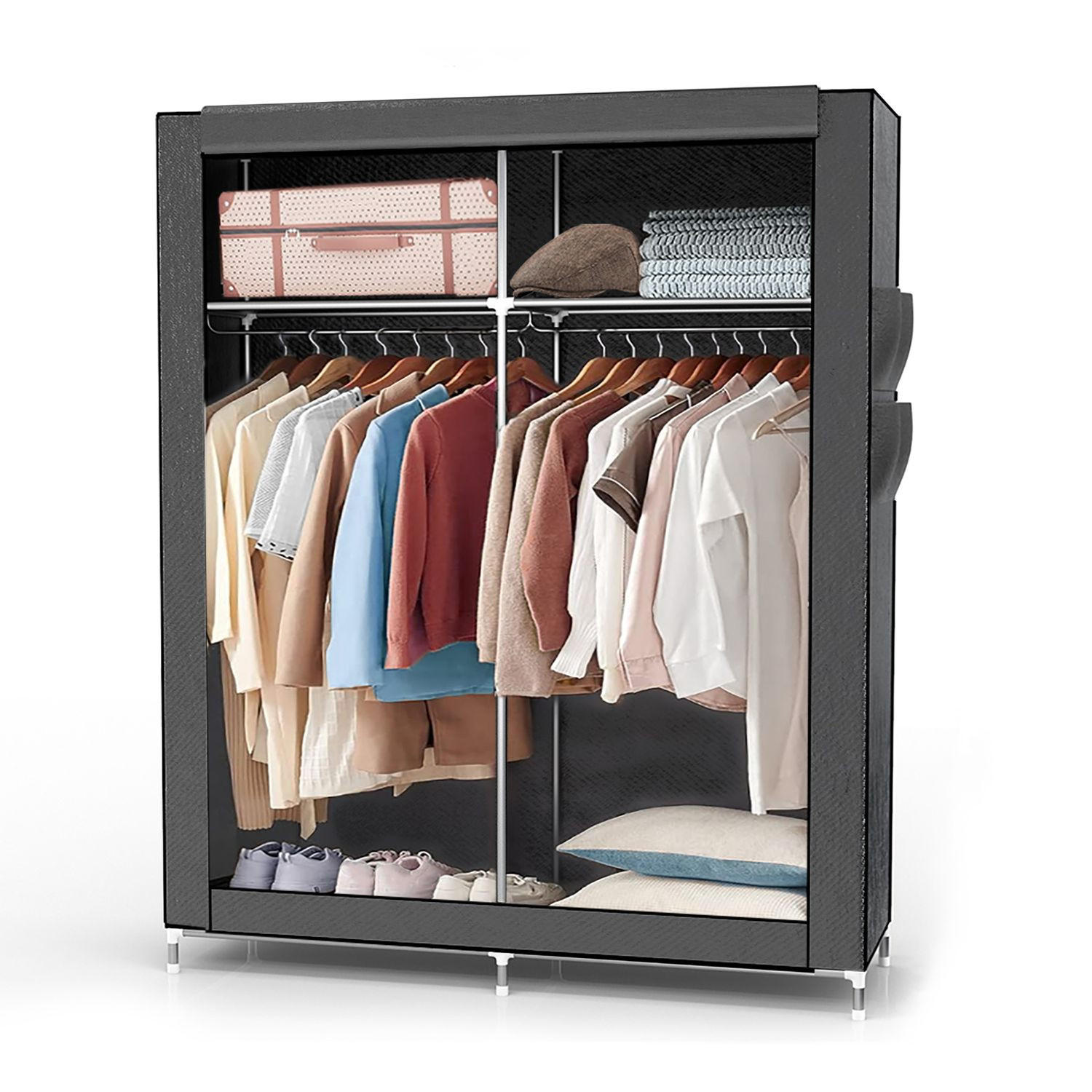Intirilife Stoffschrank Grau 108x170x45 cm