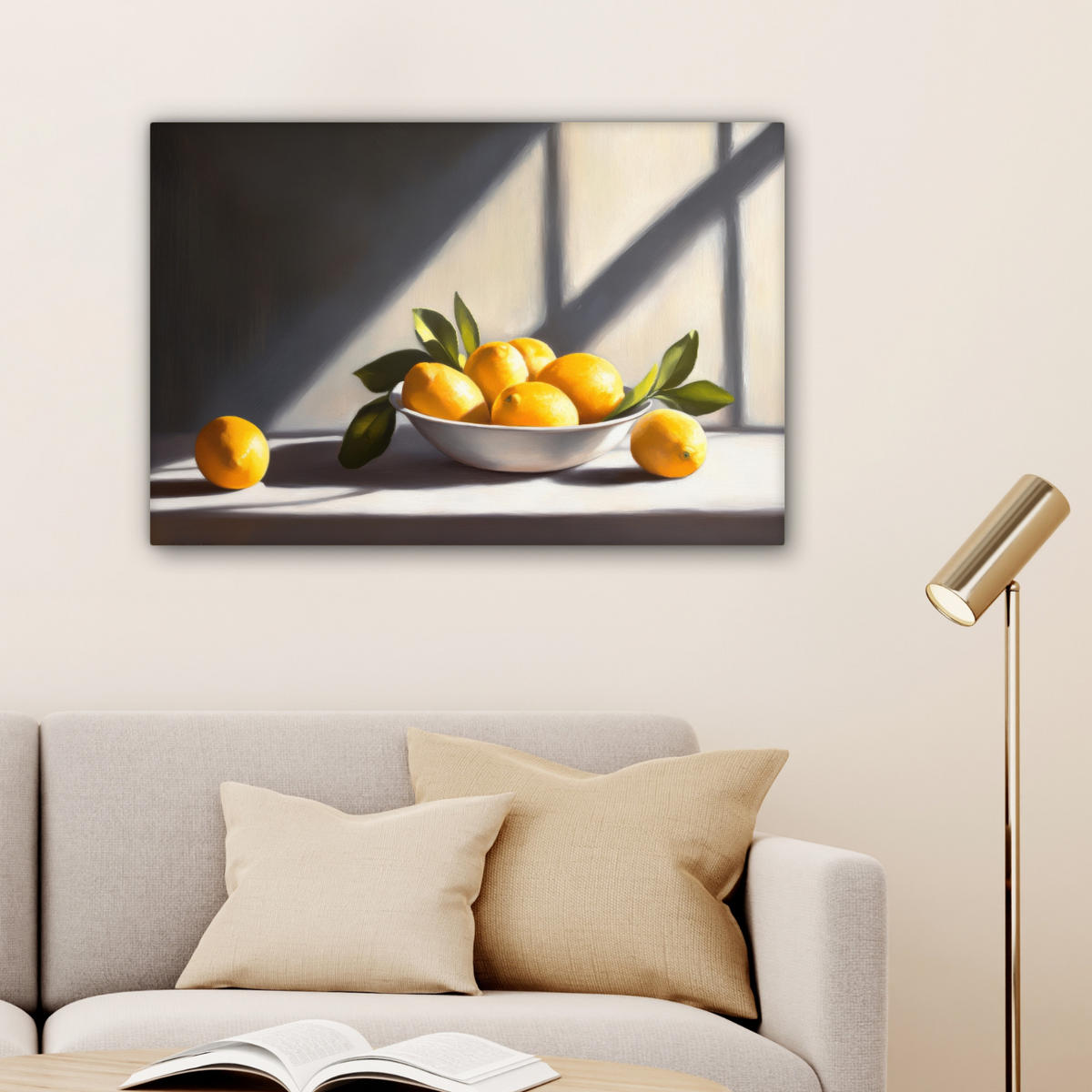 LEINWANDBILD Zitronen - Stilleben - Gelb Wanddeko 90x60 cm - Gelb, Textil (90/60cm) - MuchoWow