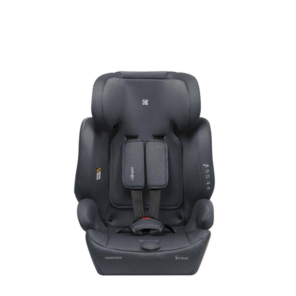 KINDERSITZ I-Bronn i-Size grau (76-150cm) Isofix, Top Tether, Kissen, Gurt - Grau, Kunststoff (43/59/46cm) - Kikka boo