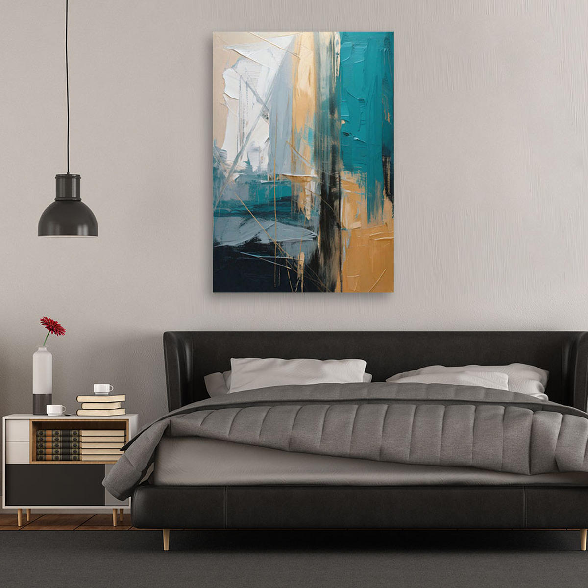 LEINWANDBILD Abstraktion 30x45cm - Türkis, Textil (30/45cm) - Feeby