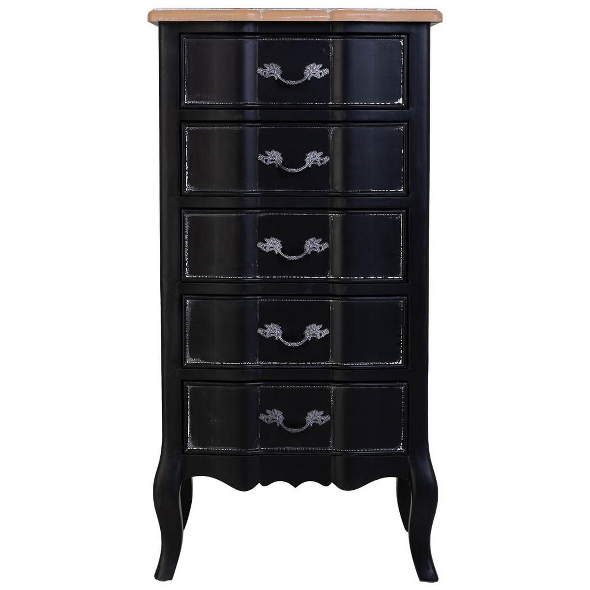 KOMMODE aus lackiertem Holz mit 5 Schubladen 50x40x98 cm Schwarz - Schwarz, Holz (50/98/40cm) - Wanderlust