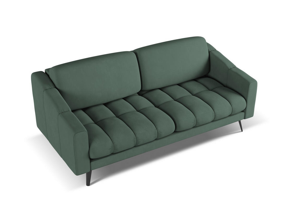 POUF Chenille Stoff Grün - Schwarz/Grün, Textil/Metall (78/41/60cm) - Makamii